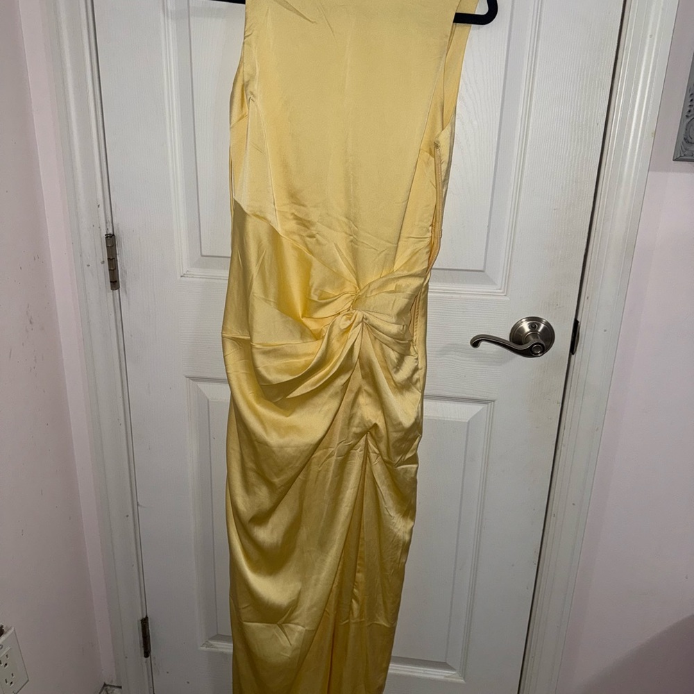 Abercrombie & Fitch Yellow Asymmetrical Ruched Cocktail Dress